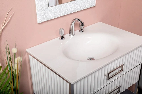 Тумба под раковину Boheme MONACO 80см h84см белая глянец + хром под раковину моноблок 866-080-WCR Тумба под раковину Boheme MONACO 80см h84см белая глянец + хром под раковину моноблок 866-080-WCR