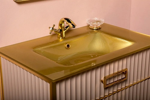 Тумба под раковину Boheme MONACO 80см h84см капучино глянец + золото под раковину моноблок 866-080-CPG Тумба под раковину Boheme MONACO 80см h84см капучино глянец + золото под раковину моноблок 866-080-CPG