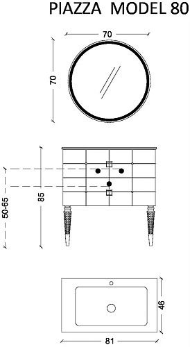 Тумба под раковину Boheme Piazza 80 белая + Золото 841-080-WG Тумба под раковину Boheme Piazza 80 белая + Золото 841-080-WG
