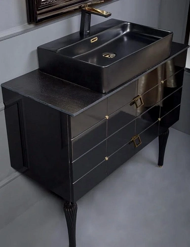 Тумба под раковину Boheme Piazza 80 черная + золото 841-080-BG Тумба под раковину Boheme Piazza 80 черная + золото 841-080-BG