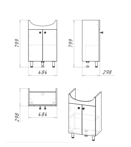 Тумба под раковину GROSSMAN КРИТ-ЭКО 50 см разборная (ум.Уют-50/Рива-50) напольная 105005 Тумба под раковину GROSSMAN КРИТ-ЭКО 50 см разборная (ум.Уют-50/Рива-50) напольная 105005