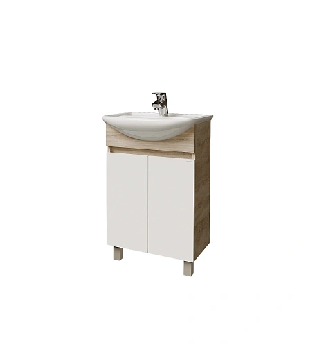 Тумба под раковину GROSSMAN ПОЛО-55 см дуб сонома/белая (ум.Уют-55) напольная 105501 Тумба под раковину GROSSMAN ПОЛО-55 см дуб сонома/белая (ум.Уют-55) напольная 105501