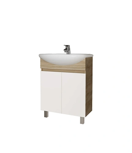 Тумба под раковину GROSSMAN ПОЛО-60 см дуб сонома/белая (ум.Уют-60) 106011-1 напольная Тумба под раковину GROSSMAN ПОЛО-60 см дуб сонома/белая (ум.Уют-60) 106011-1 напольная
