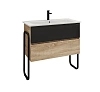 Тумба под раковину GROSSMAN СОЛИС-85 см дуб сонома/черная (ум. Оскар-85) напольная 108501