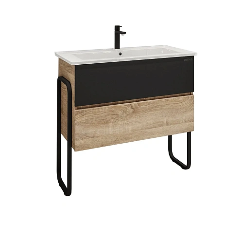 Тумба под раковину GROSSMAN СОЛИС-85 см дуб сонома/черная (ум. Оскар-85) напольная 108501 Тумба под раковину GROSSMAN СОЛИС-85 см дуб сонома/черная (ум. Оскар-85) напольная 108501