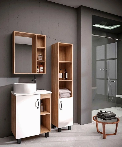 Тумба под раковину GROSSMAN ФЛАЙ-60 см дуб сонома/белая 106001 Тумба под раковину GROSSMAN ФЛАЙ-60 см дуб сонома/белая 106001