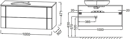 Тумба под раковину Jacob Delafon Nouvelle Vague 100 см EB3040-NR2 Тумба под раковину Jacob Delafon Nouvelle Vague 100 см EB3040-NR2