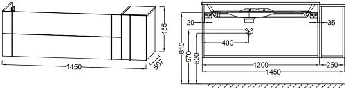 Тумба под раковину Jacob Delafon Nouvelle Vague EB3038-NR2 коричневая кожа 145см Тумба под раковину Jacob Delafon Nouvelle Vague EB3038-NR2 коричневая кожа 145см