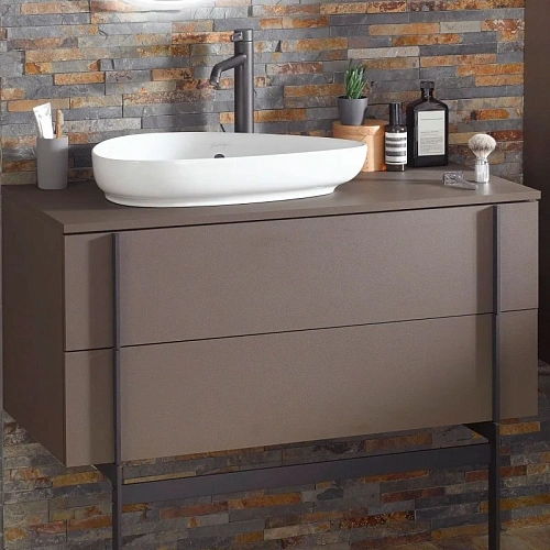 Тумба под раковину Jacob Delafon Nouvelle Vague EB3041-NR2 коричневая кожа 120 см Тумба под раковину Jacob Delafon Nouvelle Vague EB3041-NR2 коричневая кожа 120 см