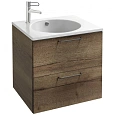 Тумба под раковину Jacob Delafon Odeon Rive Gauche 60 EB2520-R9-E52 дуб табак с черными ручками Тумба под раковину Jacob Delafon Odeon Rive Gauche 60 EB2520-R9-E52 дуб табак с черными ручками