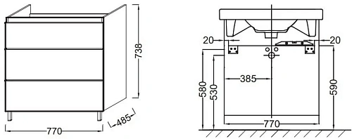 Тумба под раковину Jacob Delafon Odeon Up 77 см EB993-E71 Тумба под раковину Jacob Delafon Odeon Up 77 см EB993-E71