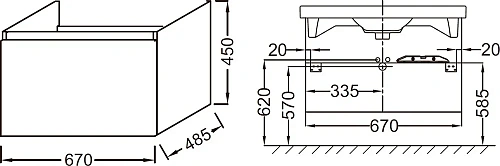 Тумба под раковину Jacob Delafon Odeon UP EB860-E10 67см Тумба под раковину Jacob Delafon Odeon UP EB860-E10 67см