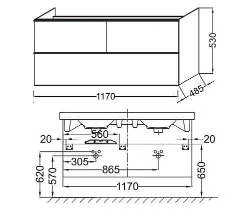 Тумба под раковину Jacob Delafon Odeon Up EB892-N18, белый ламинат 117 см Тумба под раковину Jacob Delafon Odeon Up EB892-N18, белый ламинат 117 см