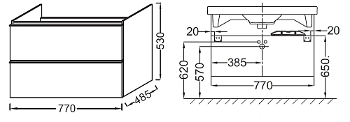 Тумба под раковину Jacob Delafon Odeon Up EB895-N26 серый бетон 77 см Тумба под раковину Jacob Delafon Odeon Up EB895-N26 серый бетон 77 см
