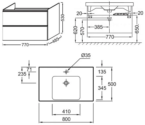 Тумба под раковину Jacob Delafon Odeon Up EB895RU-E5, дуб светлый 77 см Тумба под раковину Jacob Delafon Odeon Up EB895RU-E5, дуб светлый 77 см