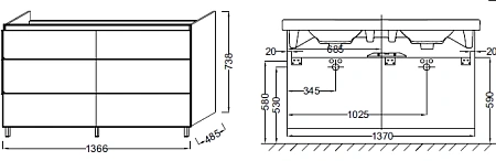 Тумба под раковину Jacob Delafon Odeon Up EB996-E10 квебекский дуб 137 см Тумба под раковину Jacob Delafon Odeon Up EB996-E10 квебекский дуб 137 см