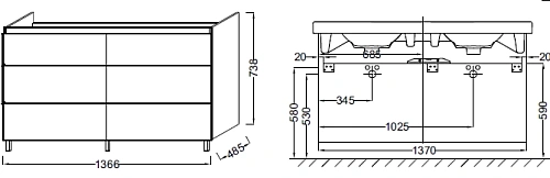 Тумба под раковину Jacob Delafon Odeon Up EB996-E10 квебекский дуб 137 см Тумба под раковину Jacob Delafon Odeon Up EB996-E10 квебекский дуб 137 см
