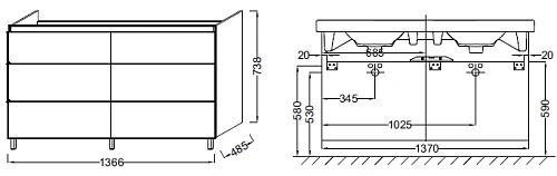 Тумба под раковину Jacob Delafon Odeon Up EB996-M61 черный матовый 137 см Тумба под раковину Jacob Delafon Odeon Up EB996-M61 черный матовый 137 см