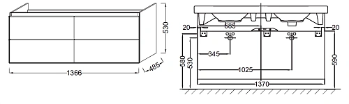 Тумба под раковину Jacob Delafon Odeon Up EB997-N09 розово-бежевый 137 см Тумба под раковину Jacob Delafon Odeon Up EB997-N09 розово-бежевый 137 см