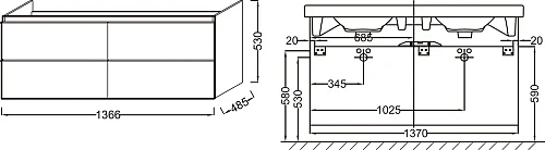 Тумба под раковину Jacob Delafon Odeon Up EB997-N18 белый 137 см Тумба под раковину Jacob Delafon Odeon Up EB997-N18 белый 137 см