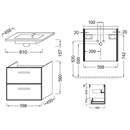 Тумба под раковину Jacob Delafon Ola EB390-J5, белый 60 см Тумба под раковину Jacob Delafon Ola EB390-J5, белый 60 см
