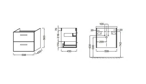 Тумба под раковину Jacob Delafon Ola EB390-N14 серый 60 см Тумба под раковину Jacob Delafon Ola EB390-N14 серый 60 см