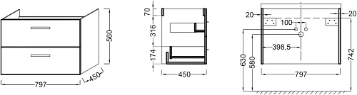 Тумба под раковину Jacob Delafon Ola EB391RU-N14, серый антрацит 80 см Тумба под раковину Jacob Delafon Ola EB391RU-N14, серый антрацит 80 см