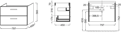 Тумба под раковину Jacob Delafon Ola EB391RU-NR, тёмный дуб 80 см Тумба под раковину Jacob Delafon Ola EB391RU-NR, тёмный дуб 80 см