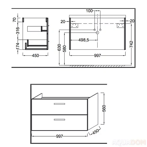 Тумба под раковину Jacob Delafon Ola EB392-N14, серый антрацит 100 см Тумба под раковину Jacob Delafon Ola EB392-N14, серый антрацит 100 см