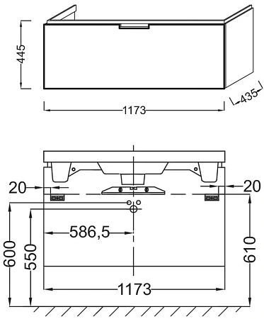 Тумба под раковину Jacob Delafon Reve 117 см EB1133-G1C Тумба под раковину Jacob Delafon Reve 117 см EB1133-G1C