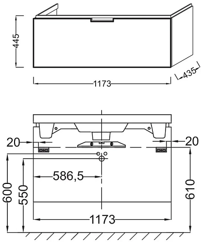 Тумба под раковину Jacob Delafon Reve 117 см EB1133-G80 Тумба под раковину Jacob Delafon Reve 117 см EB1133-G80