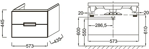 Тумба под раковину Jacob Delafon Reve 57 см EB1134-G1C Тумба под раковину Jacob Delafon Reve 57 см EB1134-G1C