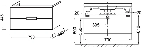 Тумба под раковину Jacob Delafon Reve 79 см EB1135-G80 Тумба под раковину Jacob Delafon Reve 79 см EB1135-G80