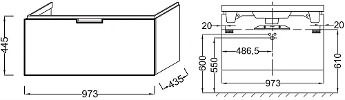 Тумба под раковину Jacob Delafon Reve 97 см EB1132-G80 Тумба под раковину Jacob Delafon Reve 97 см EB1132-G80