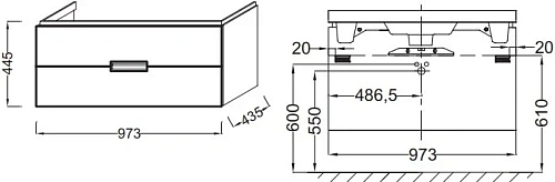 Тумба под раковину Jacob Delafon Reve 97 см EB1136-G95 Тумба под раковину Jacob Delafon Reve 97 см EB1136-G95