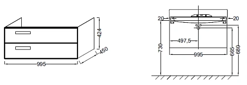 Тумба под раковину Jacob Delafon Rythmik 100 см EB1304-442 Тумба под раковину Jacob Delafon Rythmik 100 см EB1304-442