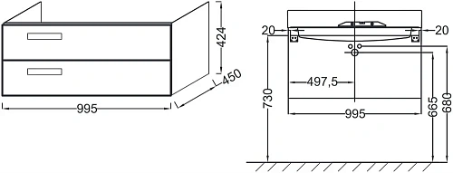 Тумба под раковину Jacob Delafon Rythmik 100 см EB1304-G80 Тумба под раковину Jacob Delafon Rythmik 100 см EB1304-G80