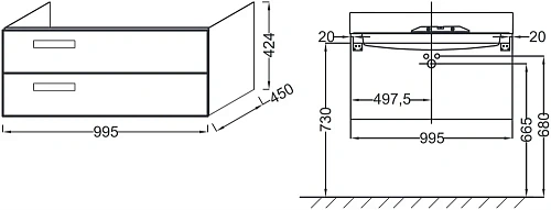 Тумба под раковину Jacob Delafon Rythmik 100 см EB1304-G97 Тумба под раковину Jacob Delafon Rythmik 100 см EB1304-G97