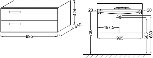 Тумба под раковину Jacob Delafon Rythmik 100 см EB1304-N21 Тумба под раковину Jacob Delafon Rythmik 100 см EB1304-N21