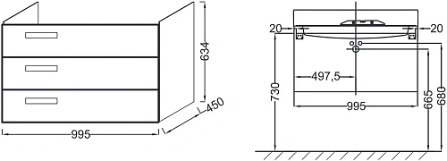 Тумба под раковину Jacob Delafon Rythmik 100 см EB1310-E10 Тумба под раковину Jacob Delafon Rythmik 100 см EB1310-E10