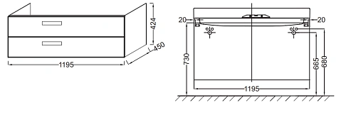 Тумба под раковину Jacob Delafon Rythmik 120 см EB1305-442 Тумба под раковину Jacob Delafon Rythmik 120 см EB1305-442
