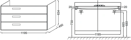 Тумба под раковину Jacob Delafon Rythmik 120 см EB1311-E70 Тумба под раковину Jacob Delafon Rythmik 120 см EB1311-E70