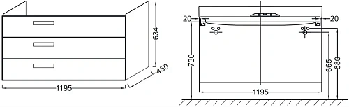 Тумба под раковину Jacob Delafon Rythmik 120 см EB1311-E70 Тумба под раковину Jacob Delafon Rythmik 120 см EB1311-E70