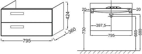 Тумба под раковину Jacob Delafon Rythmik 80 см EB1302-R3 Тумба под раковину Jacob Delafon Rythmik 80 см EB1302-R3