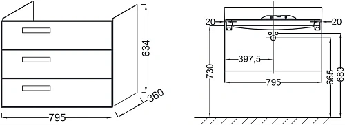 Тумба под раковину Jacob Delafon Rythmik 80 см EB1308-E10 Тумба под раковину Jacob Delafon Rythmik 80 см EB1308-E10
