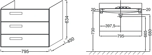 Тумба под раковину Jacob Delafon Rythmik 80 см EB1309-G1C Тумба под раковину Jacob Delafon Rythmik 80 см EB1309-G1C