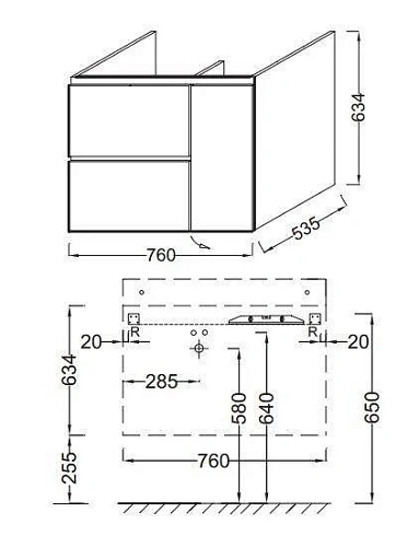 Тумба под раковину Jacob Delafon Soprano EB1330-N08-E10 квебекский дуб 76 см Тумба под раковину Jacob Delafon Soprano EB1330-N08-E10 квебекский дуб 76 см