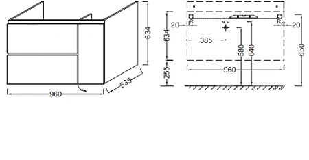 Тумба под раковину Jacob Delafon Soprano EB1331-E10 квебекский дуб 96 см Тумба под раковину Jacob Delafon Soprano EB1331-E10 квебекский дуб 96 см