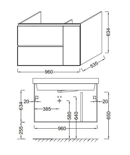 Тумба под раковину Jacob Delafon Soprano EB1334-N08-E10 квебекский дуб 96 см Тумба под раковину Jacob Delafon Soprano EB1334-N08-E10 квебекский дуб 96 см