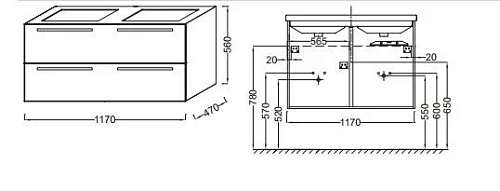 Тумба под раковину Jacob Delafon Struktura EB1279-N18 120 см Тумба под раковину Jacob Delafon Struktura EB1279-N18 120 см